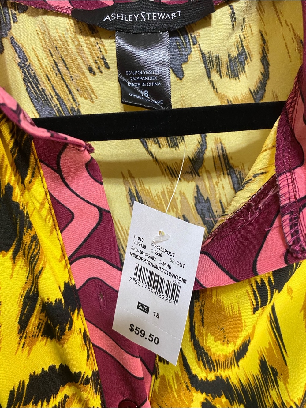 NWT Ashley Stewart Plus Size Vibrant Abstract Printed Shirt Dress with Belt - Picture 6 of 6
